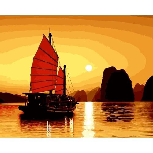 MaHuaf-j662 Golden Vietnam coloring by numbers wall art pictures for living room diy oil canvas painting