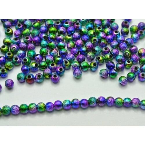 1000 Peacock Multi-Color Stardust Acrylic Round Beads 4mm(0.16") Spacer Finding