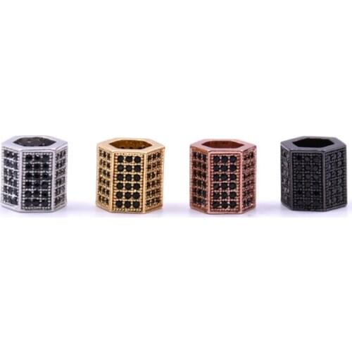 Hot selling Cubic Zircon Hexagon cylinder DIY Bracelet Jewelry Best Quality Micro Pave CZ Cylinder Hexagon DIY Charms bracelets