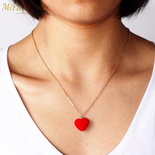 MiFaViPa Christmas Gift Red Heart Necklace for Women Chain Heart Pendant Necklace Gift Simple Bohemian Choker Necklace