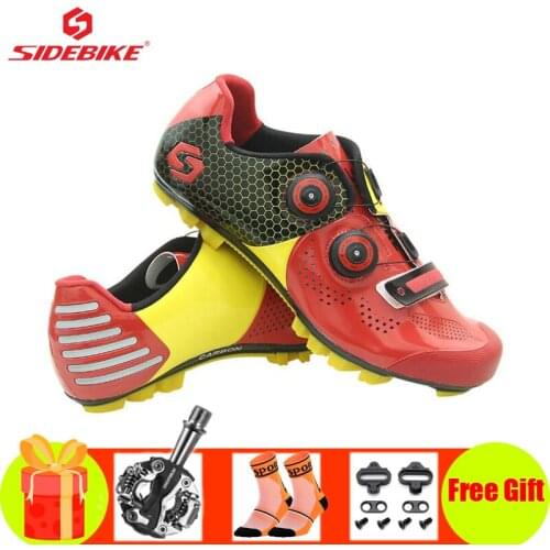 SIDEBIKE Mountain bike shoes men ultra-light Athletic riding bicycle sneakers add SPD Pedals breathable self-locking mtb shoes