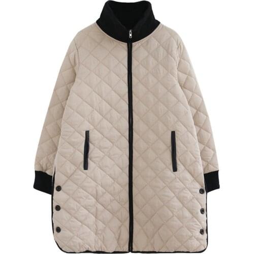 2020 New Spring Parka Coats Autumn Winter Warm Jacket Fashion Womens Clothing Cotton Coat Standing Collar black Outerwear XA76