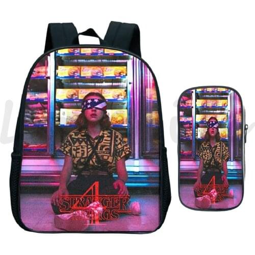 Stranger Things 4 Backpack Students Schoolbag Teen Anime Bookbag Rucksack Girls Boys Pencil Bag Travel Mochila 2pcs Set Backpack
