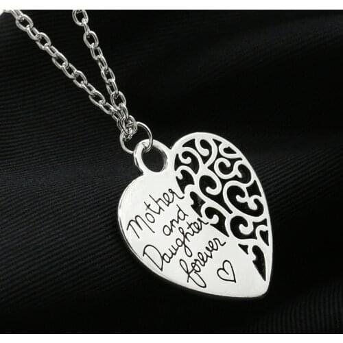 Mother And Daughter Love Forever Hollow Heart Shaped Pendant Necklace Mothers Day Gifts For Mom