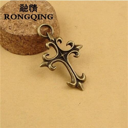 RONGQING 48*31*3MM 40pcs/lot religion cross Pendants Necklaces Handmade Fashion Jewelry Charms DIY