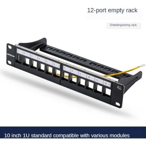 12ports blank patch panel - suitable for cat.5e/cat.6 keystone modules - 10" Inch Rack Mount Incl. Cable Management Support Bar