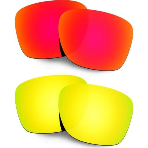 Hkuco Replacement Polarized Lenses For Crossrange Sunglasses - Red&Gold 2 Pairs