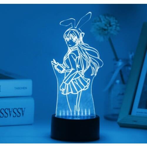 Led Anime Zero Two Night Lights Kids Manga Figure Lamp For Bedroom Party Decor Adult Girl Birthday Gifts Meari Saotome Waifu Mai