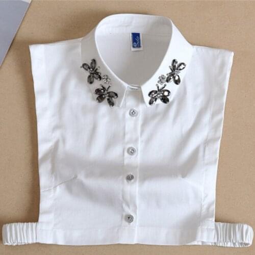 Vintage lady Women False Collar Beaded shirt new wild spring decorate butterfly crystal collier femme lady false fake collar