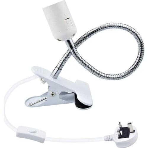Clip On Bulb Holder E27 with On/Off Switch UK Plug 360 Degrees Flexible Lamp Holder Clip E27 Edison Screw Lamp Holder