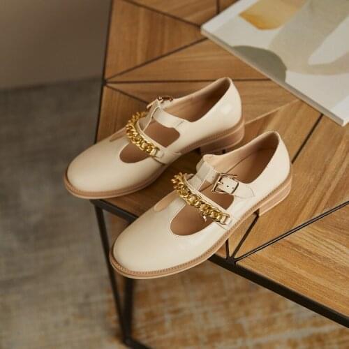 2021 New Sexy Womens Shoes Genuine Leather Chunky Heels Pumps Concise Metal Decoration Night Club Office Lady Shoes Woman Heels