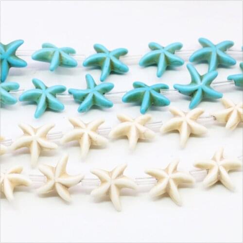 15 20mm White Blue Starfish Turkey Turquoises Loose Beads Hand Made For DIY Necklace Bracelet Jewelry Making Design Women Girls