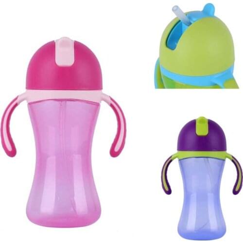 300ml Bending Wide-mouth Baby Bottles Cute Penguin Shape Baby Learning To Drink Bottle Non-toxic Nursing Feeder