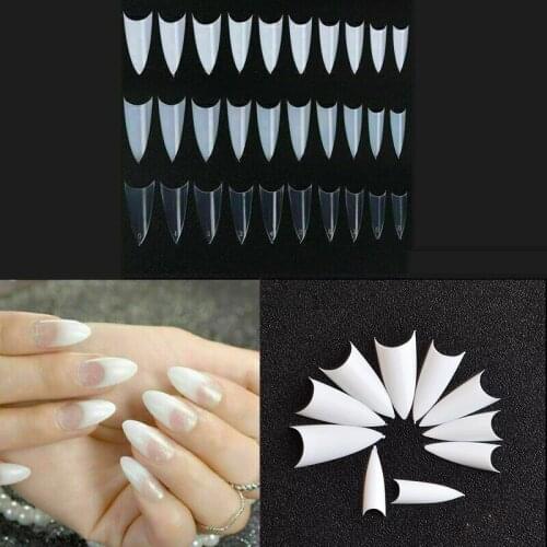 500 PCS False Nail French Full Cover Transparent White Natural Extension Different Sizes DIY Decoration Design Acrylic Nail Art