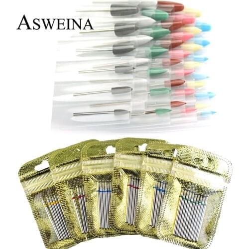 6pcs/Set Rotary Burr Bits Silicone DiamondNail Drill Bit Electric Polishing Buffer Files Manicure Pedicure Machine Tools