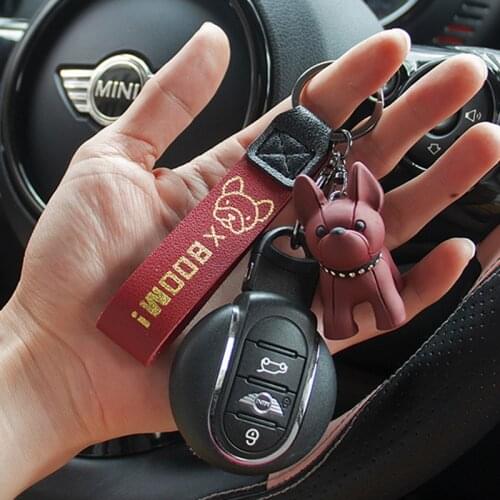 Car Keychain Key Ring Fob Bulldog Decoration For Mini Cooper S JCW R55 R56 R60 F54 F55 F56 F60 Countryman Accessories