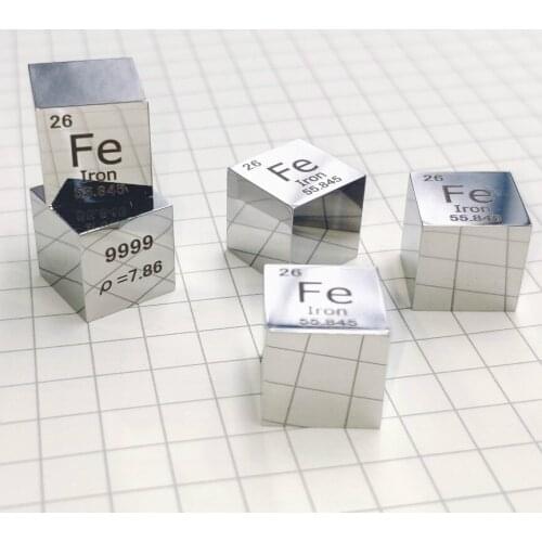 Free shipping 6-sided Mirror Polished Double-sided Engraved Metal 10mm Iron Fe Cube Fe≥99.99