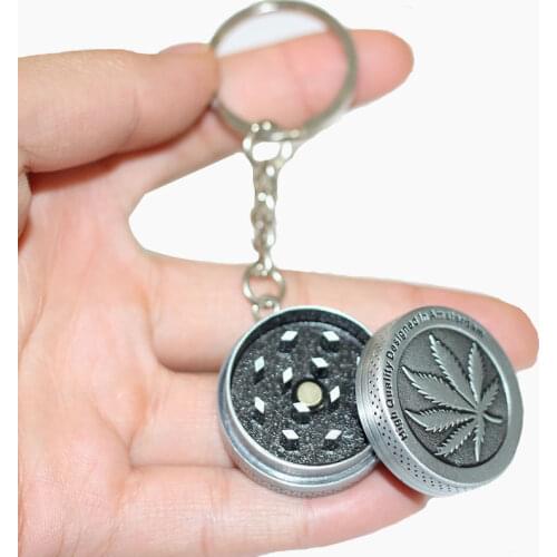 Wholesale 2-layer Keychain Grinder Tobacco Portable Grinder Herb Metal Weed Grinder Keychain Smoke Grinder Smoking Accessories