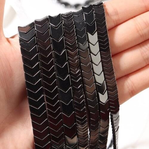 Natural Stone Beads V Shape Black Hematite Loose Spacer Beads For Jewelry Making DIY Bracelet Necklace Health Care Loss Weight