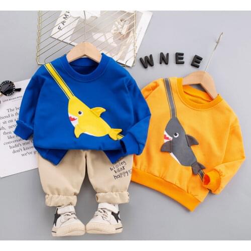 Children Baby Boys Girls Clothes Autumn Cartoon O-neck T-shirt Pants 2Pcs/sets Kids Fashion Toddler Casual Clothing Tracksuits