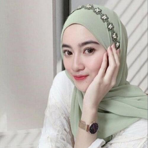 Long Plain Chiffon Hijab Women Lace Hijabs Wrap Muslim Hijabs Scarf Turbanet Headscarf 10pc/lot