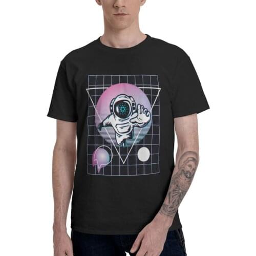 Mens Cardano Ada Coin T-Shirt Funny Astronaut Aesthetic Vaporwave 80S Tshirt Short Sleeve Unique T Shirt Homme Cotton Tee Tops