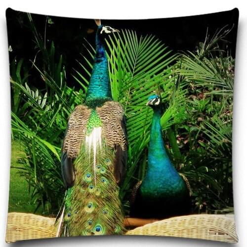 Two peacock in the forest 2D print creative Pillow case Square cotton polyester cushion cover 5 size 9 style