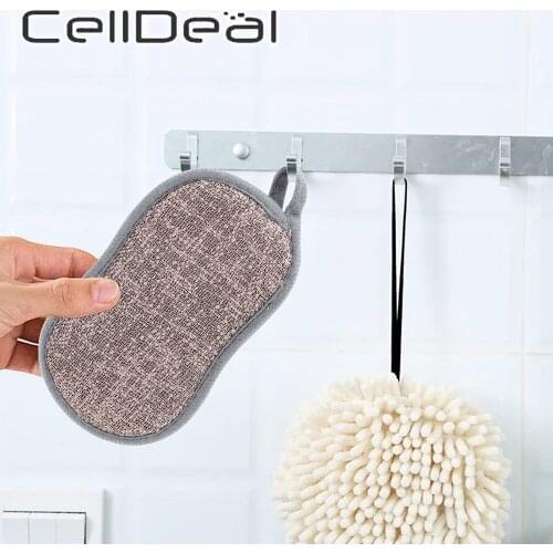 Dish Brush Double Sided Scouring Pad Reusable Cleaning Magic Sponges Cloth Wipers Decontamination Dish Towels Kitchen Items