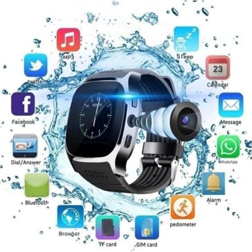 LP T8 Waterproof Sports Exercise Bluetooth Camera Pedometer Wristband Pressure Monitor Fitness Tracker Smartwatch Christmas Gift