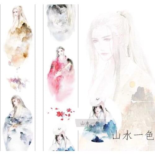 Mountain and Water Sharing Same Color Washi Tape for Card Making Bullet Journal DIY Scrapbooking Decorative Sticker