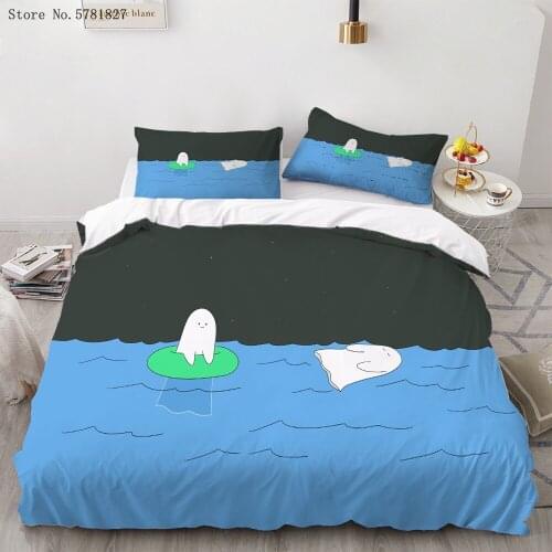 2/3 Pieces Anime Cartoon Bedding Set Artistic Illustration Duvet Cover For Kids Adults Bed Quilt Cover For Bedroom Bed Cover Set