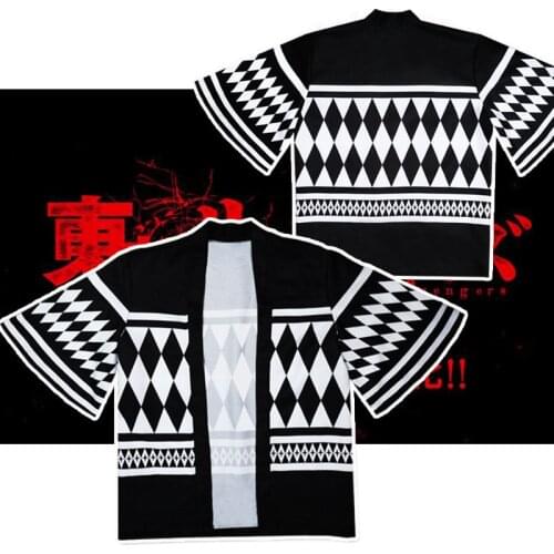 Hot Japanese Anime Tokyo Revengers Cosplay T-Shirt Ken Ryuuguuji Shirt Manjirou Sano Cosplay Costumes Casual Kimono Cloak