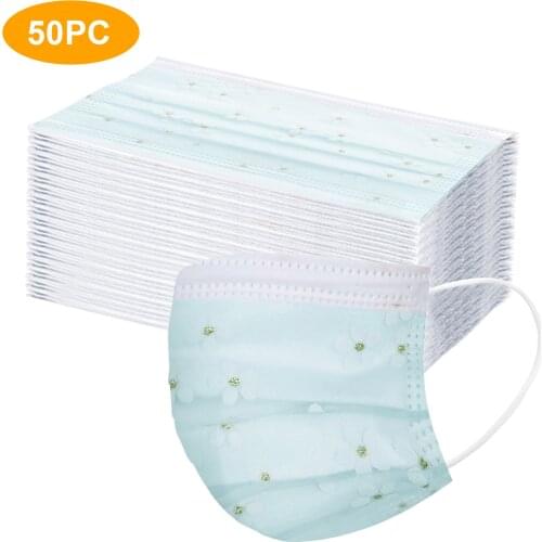 50pcs Adult Mask Net Yarn Flowers Four-layer Disposable Mascarillas Halloween Cosplay Protective Earloops Disposable Face Masks