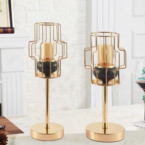 Metal Upright Candlestick Golden Wedding Decoration Modern Candelabra Centerpieces Soporte Vela Candlestick DD60ZT
