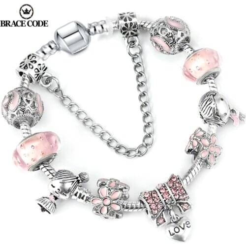 Boys Girls Pendants Silver Plated Bracelets Women DIY Fine Baby Bangles Women Pulseira Jewelry Girlfriend Bracelets Gifts