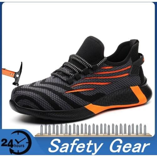 Mens Work Boots Safety Shoes Steel Toe Cap Lightweight Breathable Hike Sneakers Construction Shoes for Men PM054