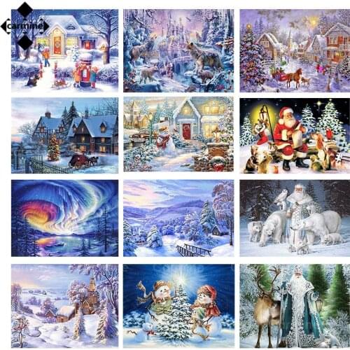 5D DIY Christmas Diamond Painting Kit Set Full Round Diamond Snow Embroidery Mosaic Cross Stitch Living Room Decor New Year Gift