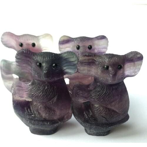 Natural color fluorite stone bear cute animal decoration crystal statue for gift