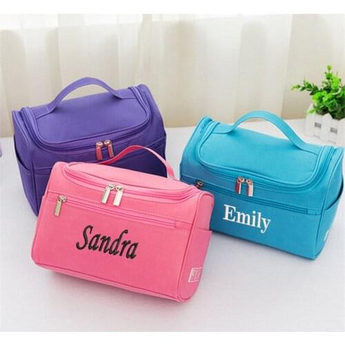 Personalized Simple Cosmetic Bag Large-Capacity Travel Toiletry Bag Customized Embroidered Storage Portable Cosmetic Bag