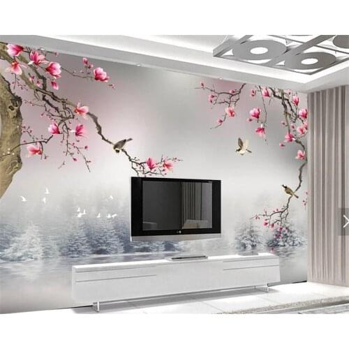 Custom 3d photo wallpaper new Chinese style beautiful magnolia flower bird background wall living room bedroom decoration обои