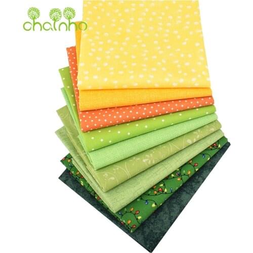 Plain Cotton Fabric,Patchwork Cloth,Yellow & Green Print Pattern For Handmade DIY Quilting & Sewing Crafts,Cushion,Bags Material