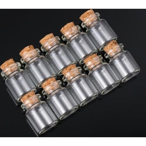 5/8/12/15ml 10pcs/pack Clear Vials Glass Bottle Blank Empty Wishing Message Bottles Transparent With Cork Stopper Tiny Small