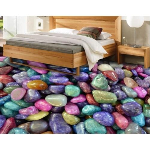 Multicolored stone romantic colored stone floor bathroom 3D PVC waterproof floor Custom Photo self-adhesive 3D floor