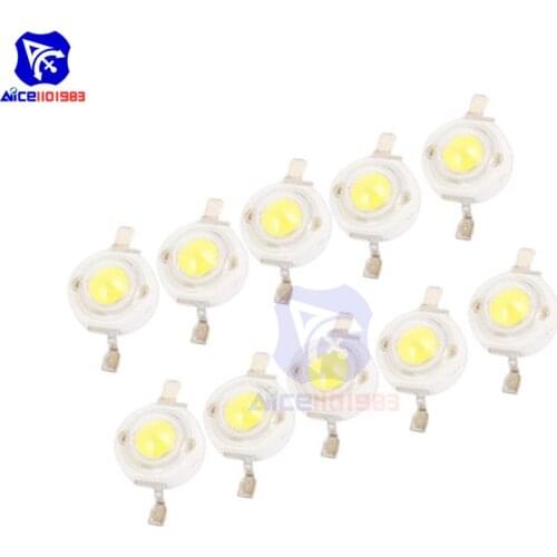 Diymore 10PCS/Lot High Power 1W LED Lamp Beads Pure White 2 Pin SMD LED 300mA 3.2 -3.4V 100-120LM 30mil