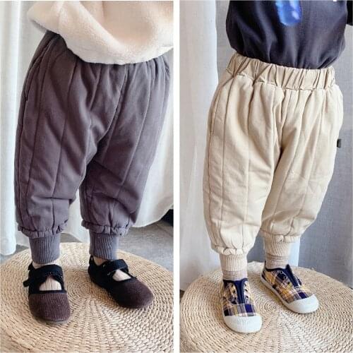 Warm Pants For Children 2021 Winter New Kids Boys Girls Cotton Thicken Trousers Korean Casual Baby Harem Pants Toddlers Trousers