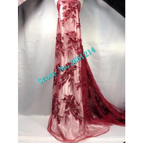 High Quality African Embroidered tulle Lace Fabric with 3D flowers for Wedding Fabric With Beads Latest Guipure Lace