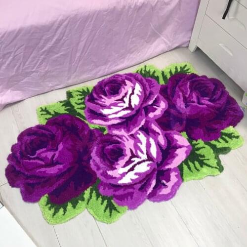 Good quality pink rose rug rose carpet purple mat rose mat