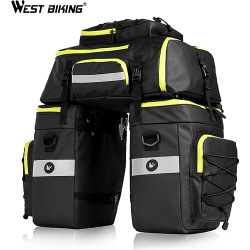 WEST BIKING Multifunction Bicycle Rack Bag Waterproof 75L Large Capacity Mountain Road Bike Trunk Bag Double Side Bike Seat Bags