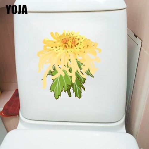 YOJA 21.2*22.9CM Hand Drawn Yellow Autumn Chrysanthemum Wall Sticker Decal Toilet WC Decor T1-0560