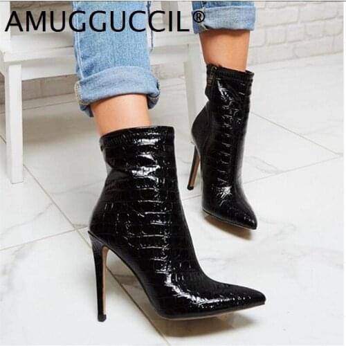 Customize 2021 New Plus Big Size 35-47 Black Zip Fashion Sexy High Heel Autumn Winter Lady Female Ankle Women Boots X2036